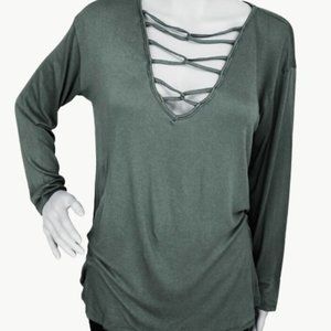 Bibi Long Sleeve Casual Top Criss Cross Front S